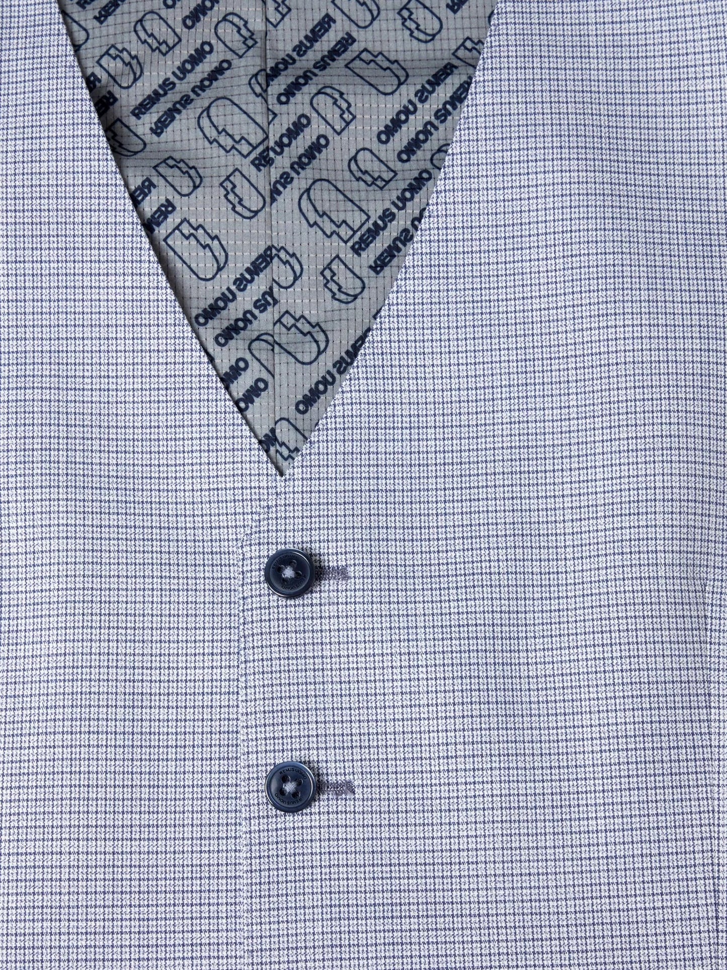 Remus Uomo Petro Check Waistcoat - Sky Blue