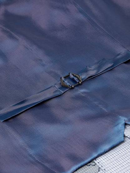 Remus Uomo Petro Check Waistcoat - Sky Blue