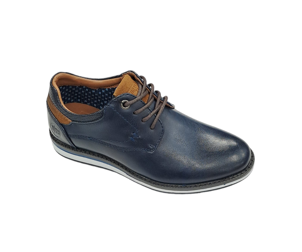 Boys Ninety 78 Laced Smart Casual Shoe - Navy