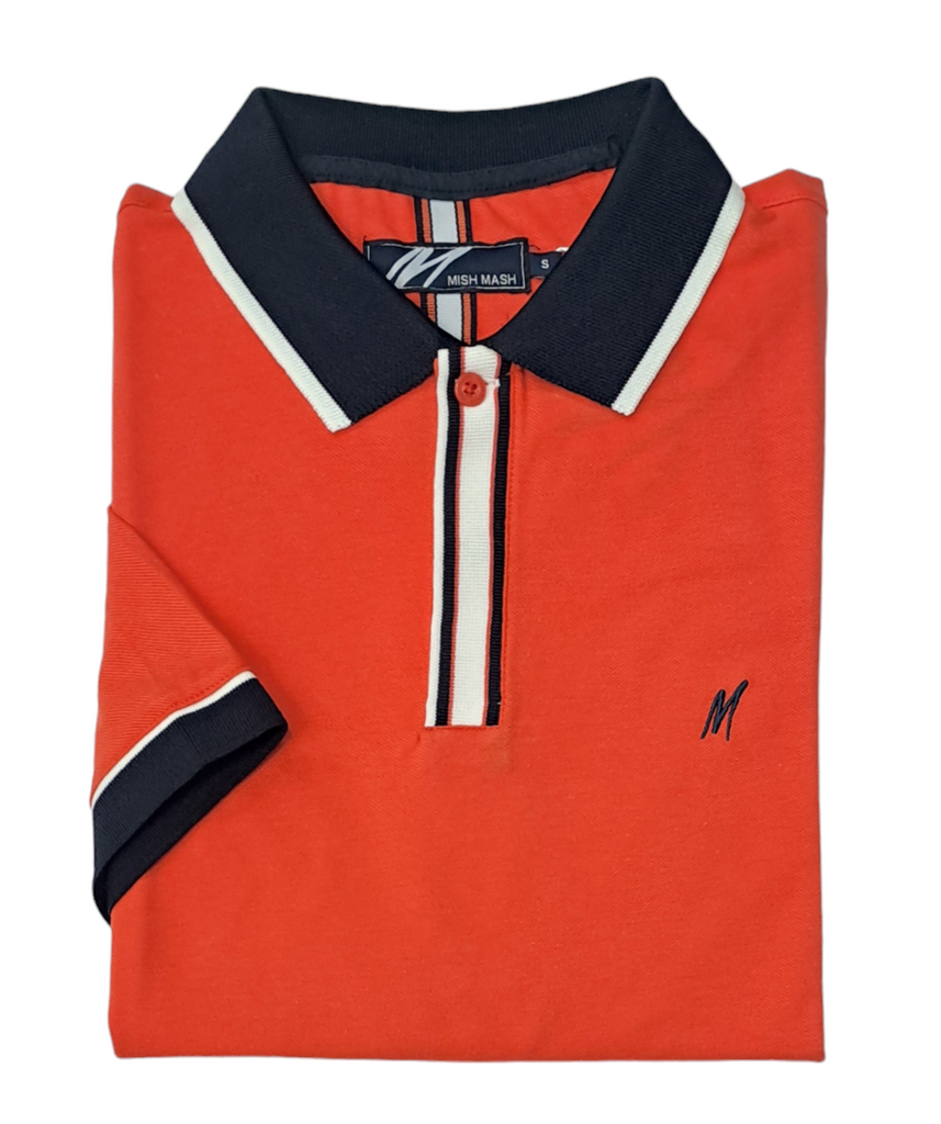 Mish Mash Ray Regular Fit Jersey Polo Shirt - Tiger Lily