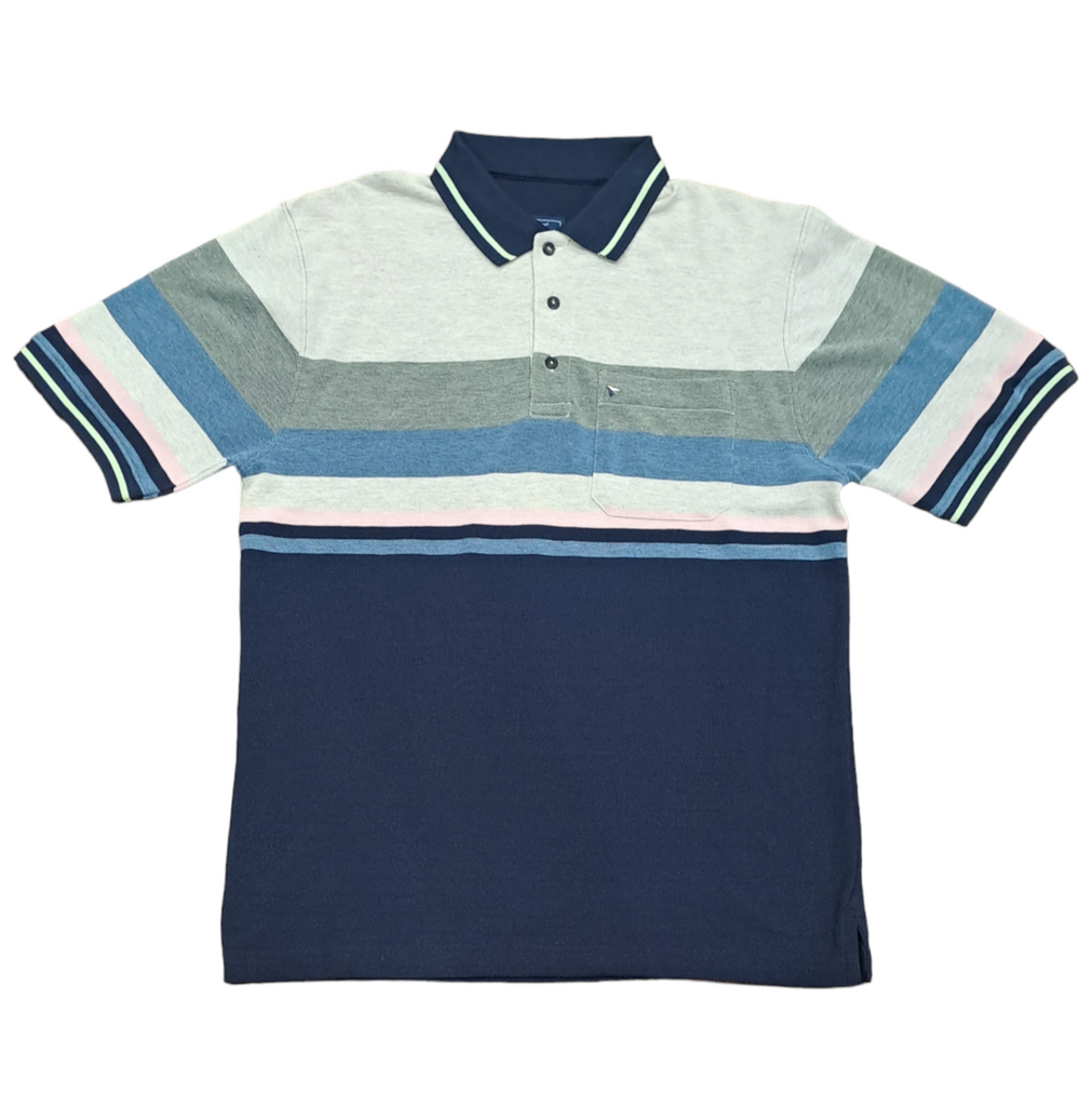 Daniel Grahame Short Sleeve Striped Polo Shirt - Grey