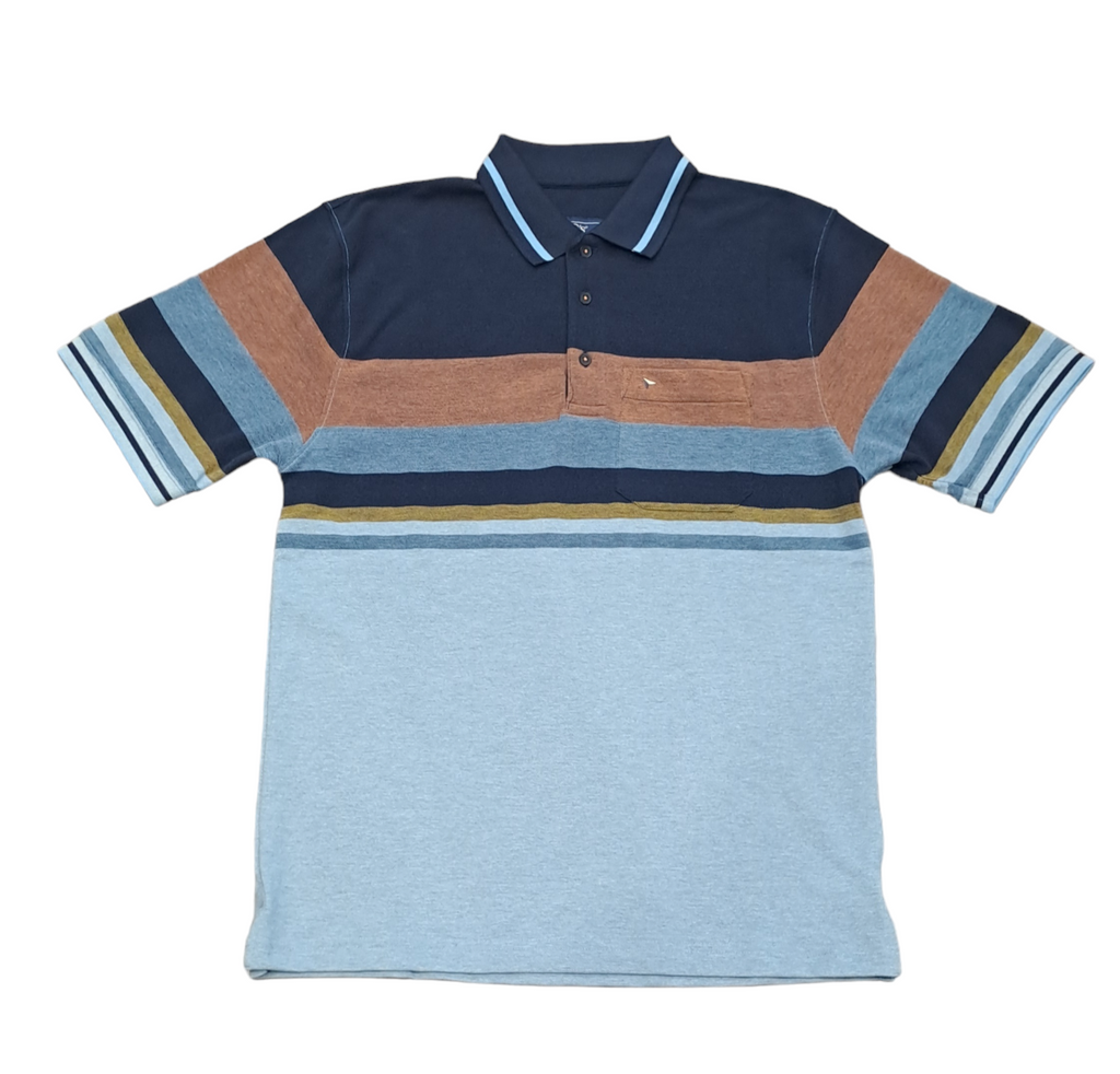 Daniel Grahame Short Sleeve Striped Polo Shirt - Navy