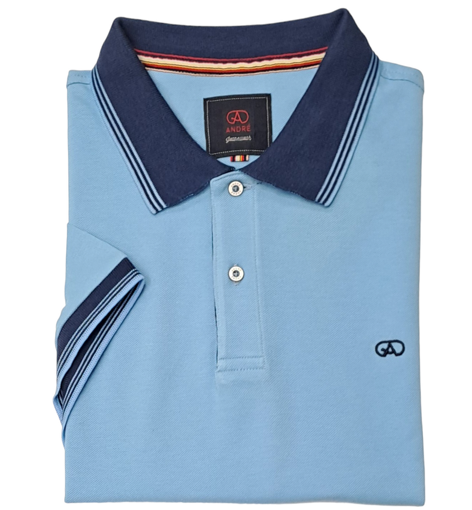 Andre Blarney Short Sleeve Polo Shirt - Blue