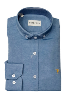 Tom Penn Long Sleeve Oxford Casual Shirt 330 - Aqua