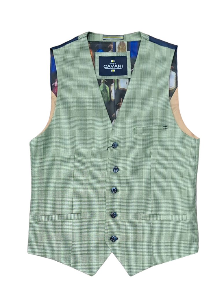 Cavani Cardi Checked Waistcoat - Sage