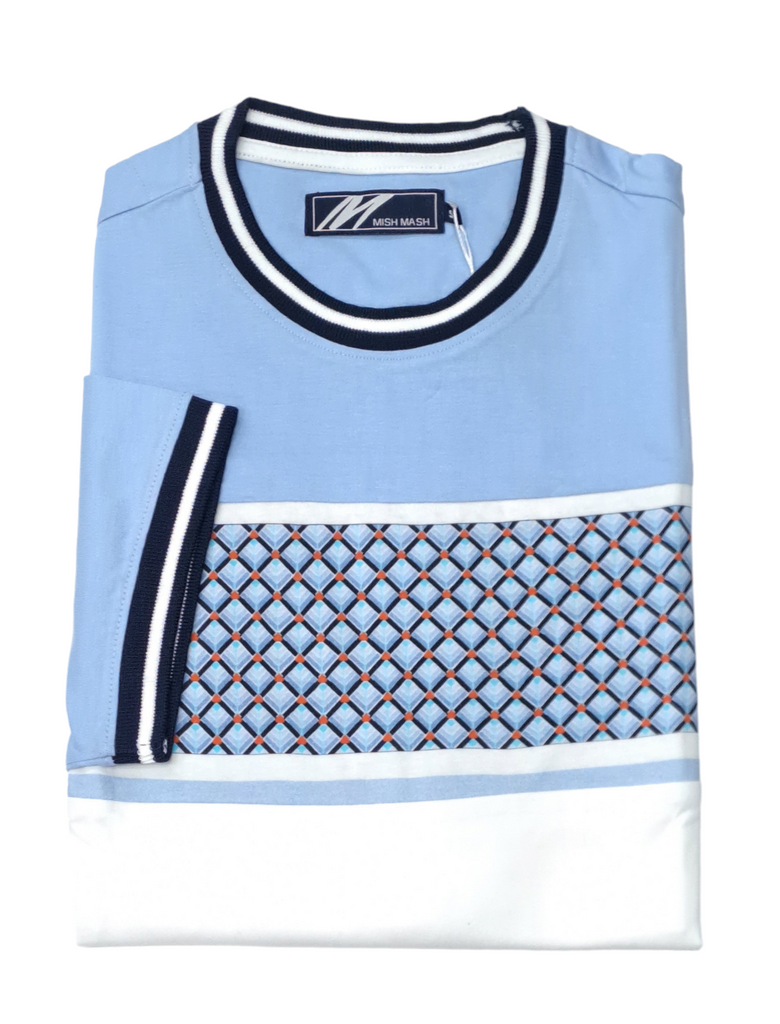 Mish Mash Heat Cotton Jersey T-Shirt - Blue/White