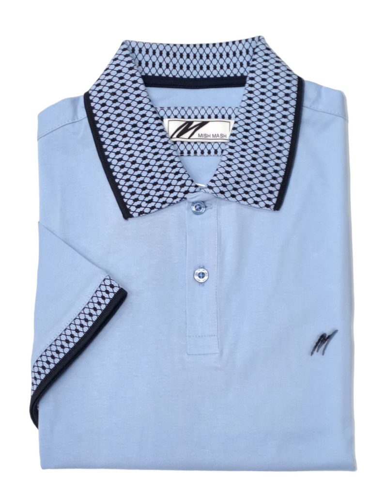 Mish Mash Gritt Jersey Polo Shirt - Sky