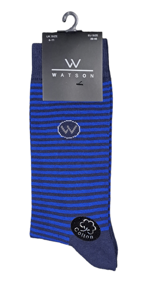 Tom Penn Striped Cotton Socks - Blue/Navy