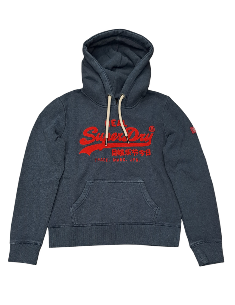 Superdry Unisex Vintage Logo Embroidered Graphic Hoodie - Trench Navy Marl