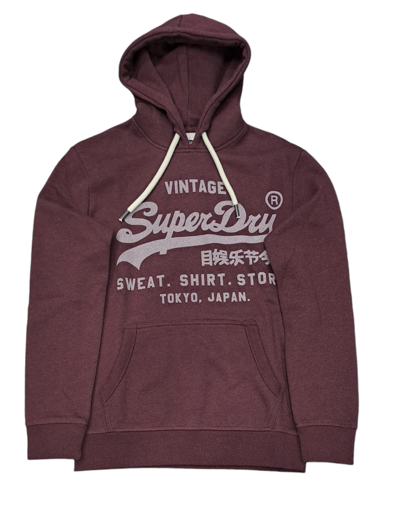 Superdry Classic Vintage Logo Graphic Hoodie - Track Burgundy Marl