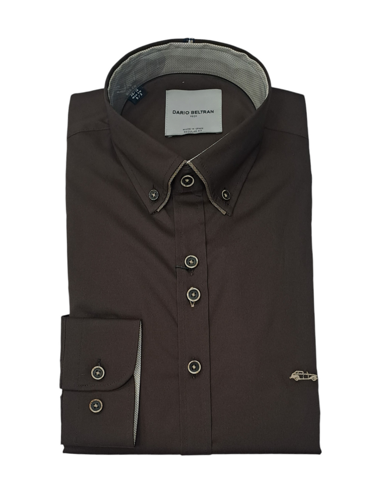 Dario Beltran Pereiro Regular Fit Casual Shirt - Brown