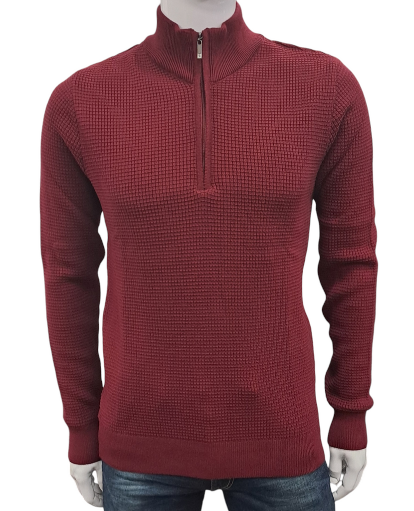 White Label Thomas Half Zip Sweater - Berry