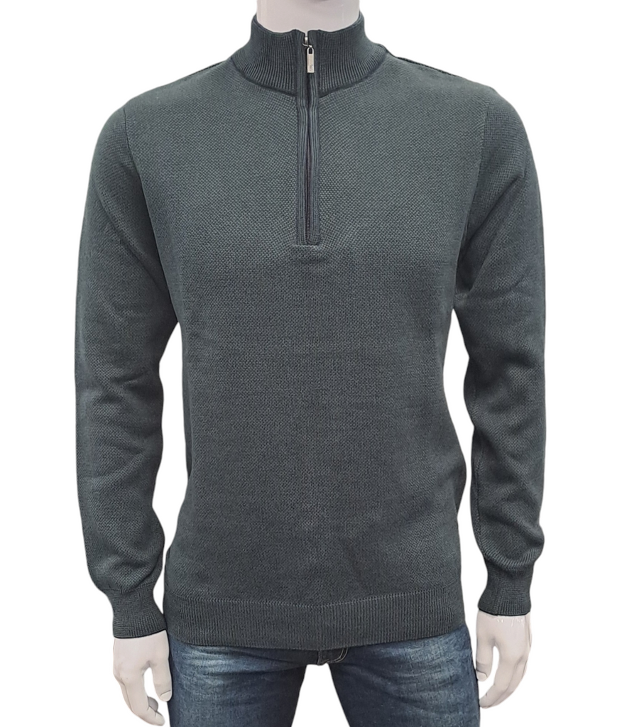 White Label Taylor Half Zip Sweater - Green/Navy