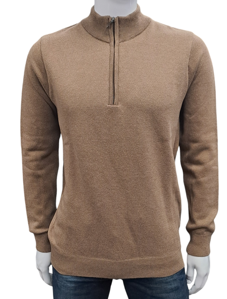 White Label Taylor Half Zip Sweater - Taupe/Sand