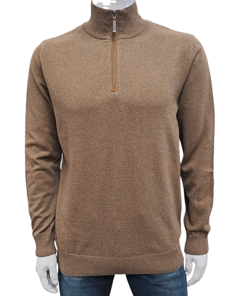 6th Sense Harry Half Zip Sweater - Chestnut