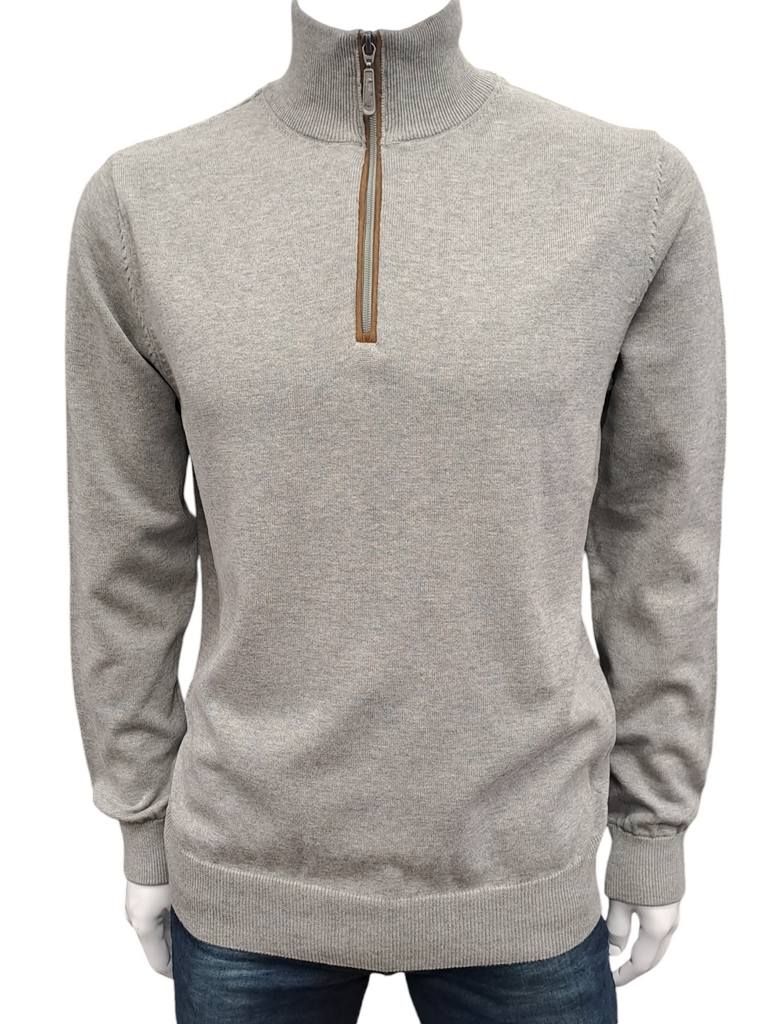 6th Sense Harry Half Zip Sweater - Grey