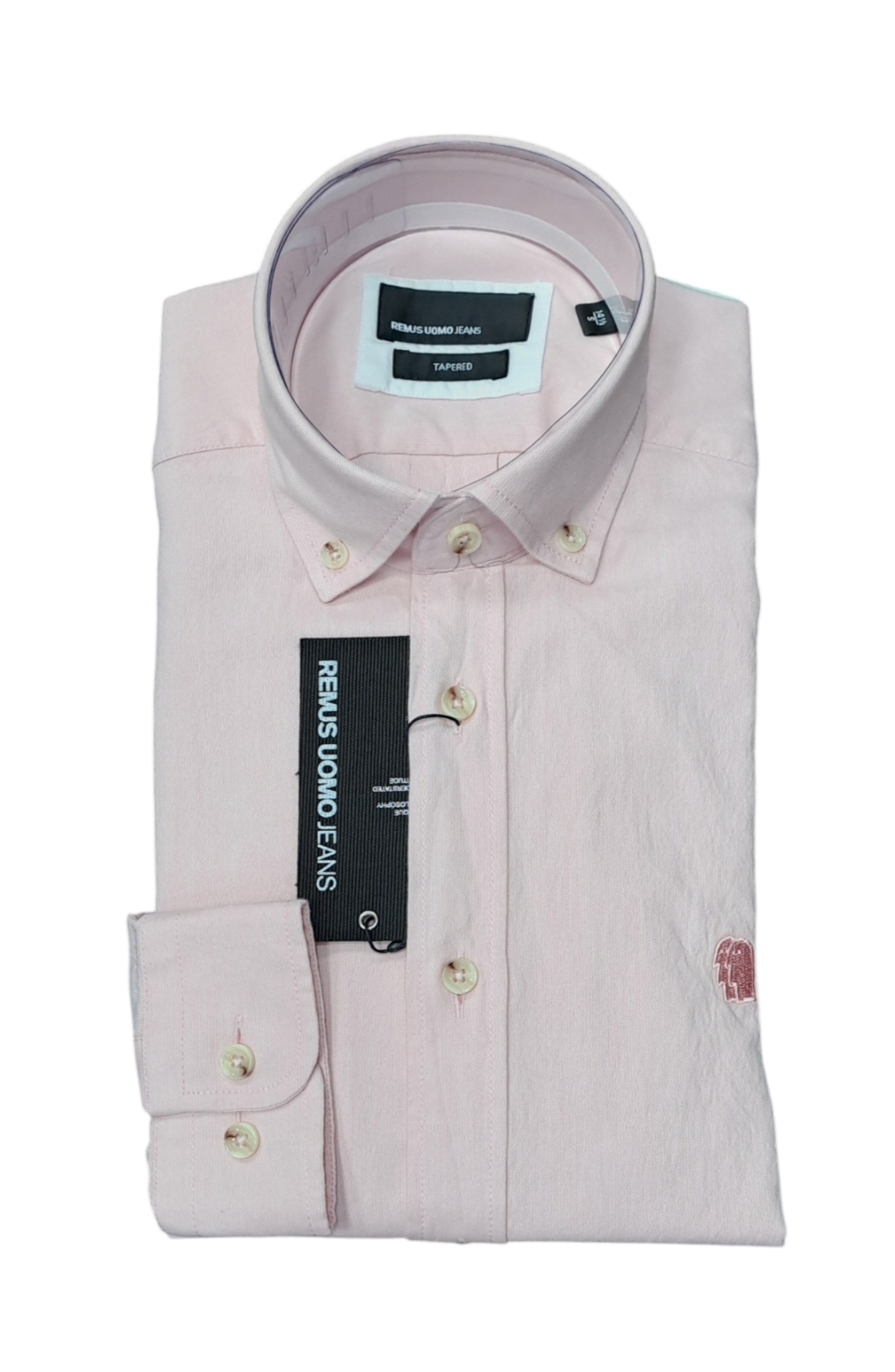Remus Uomo Tapered Fit Oxford Casual Shirt - Pink