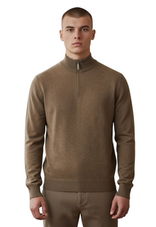 6th Sense Harry Half Zip Sweater - Chestnut