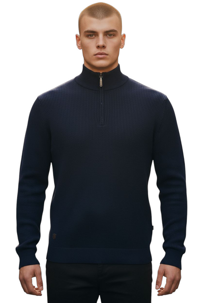 6th Sense Tommy Half Zip Sweater - Indigo
