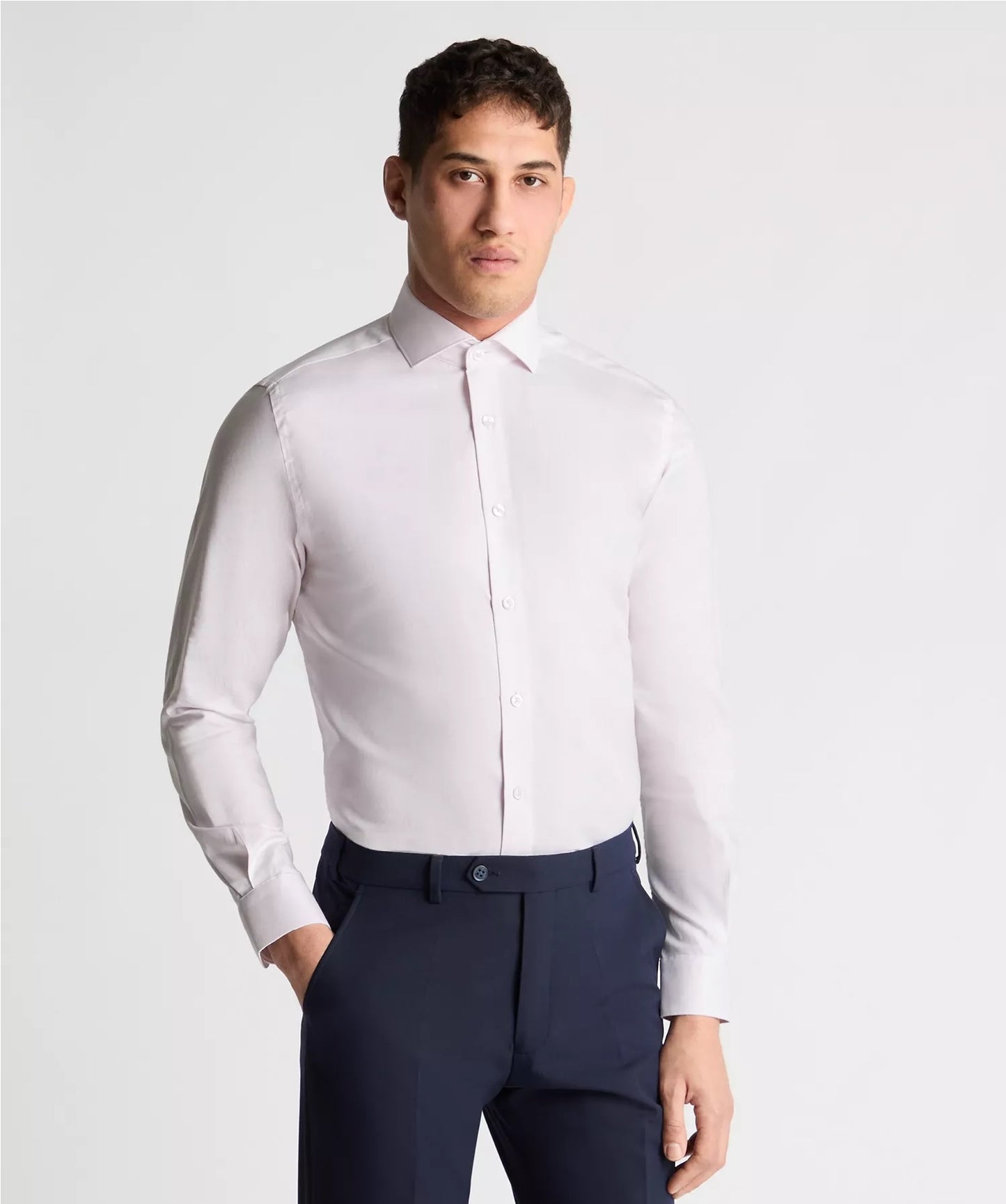 Remus Uomo Tapered Long Sleeve Formal Shirt - Pink