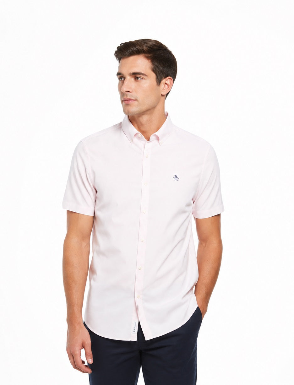 Original Penguin Ecovero Oxford Stretch Short Sleeve Shirt - Parfait Pink
