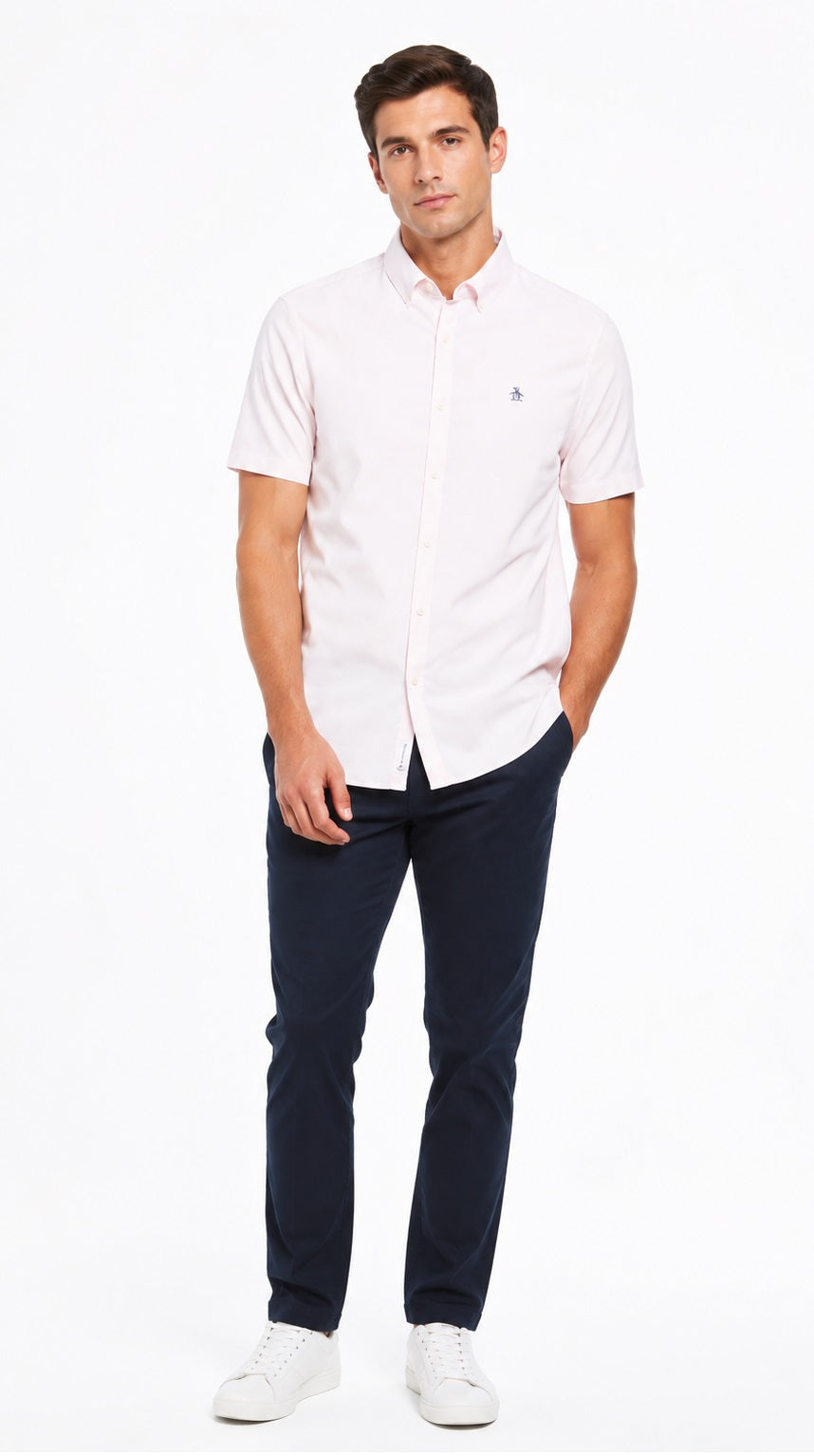 Original Penguin Ecovero Oxford Stretch Short Sleeve Shirt - Parfait Pink