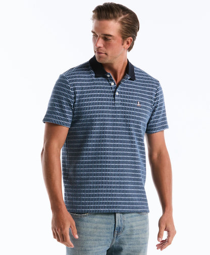 Original Penguin Icons Textured Plaid Polo Shirt - Dark Sapphire