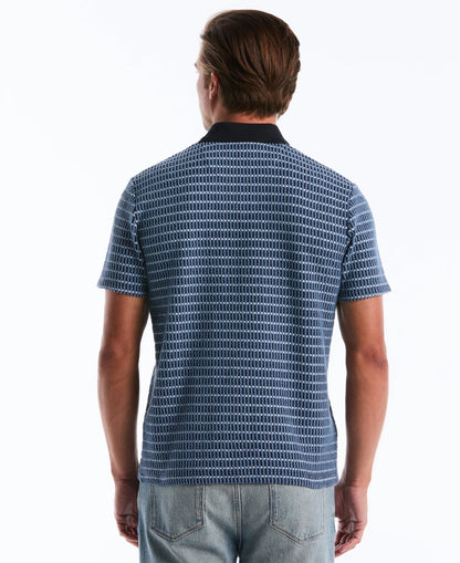 Original Penguin Icons Textured Plaid Polo Shirt - Dark Sapphire