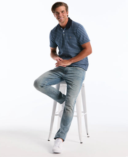 Original Penguin Icons Textured Plaid Polo Shirt - Dark Sapphire