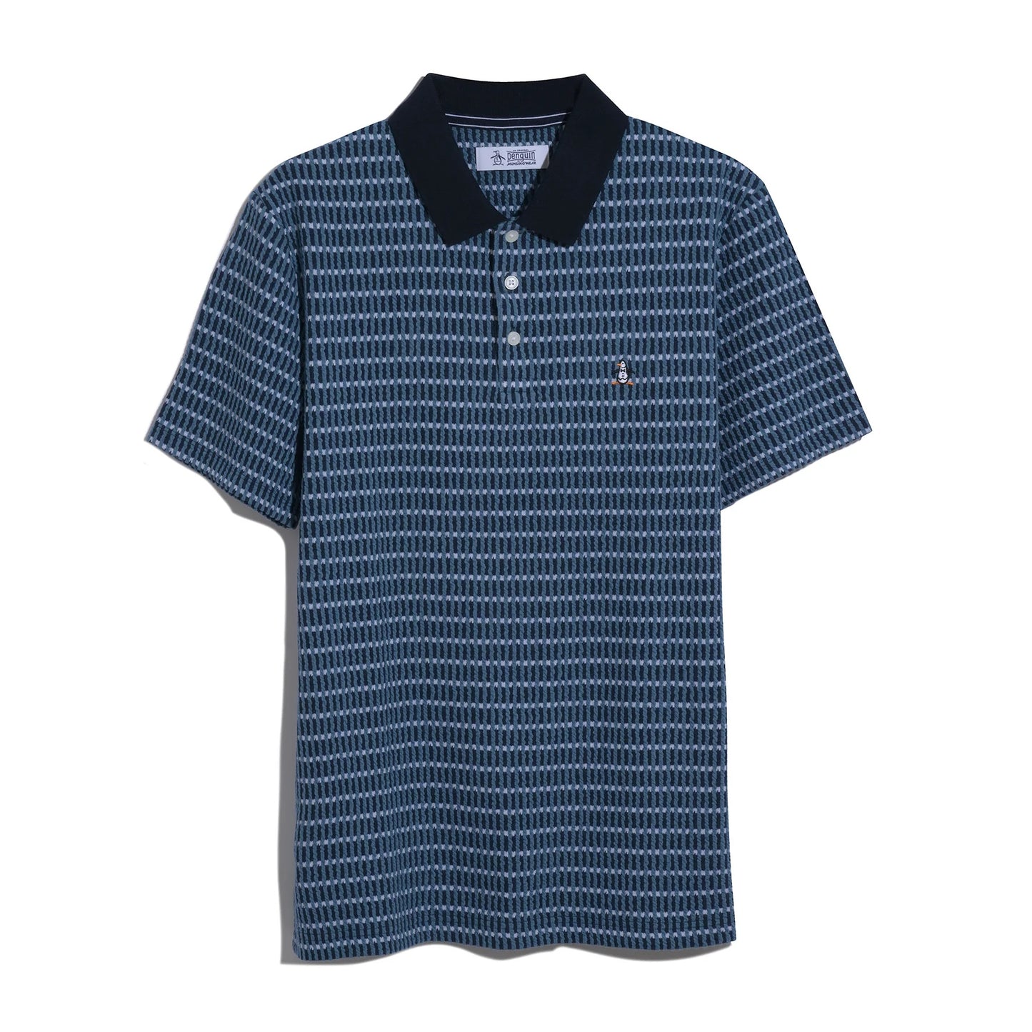 Original Penguin Icons Textured Plaid Polo Shirt - Dark Sapphire