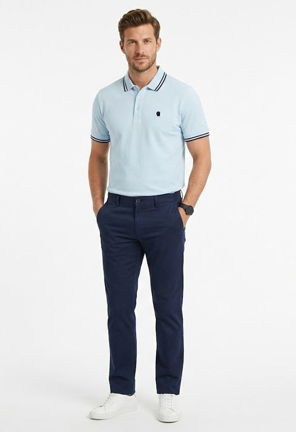Remus Uomo Short Sleeve Casual Polo Shirt - Sky Blue
