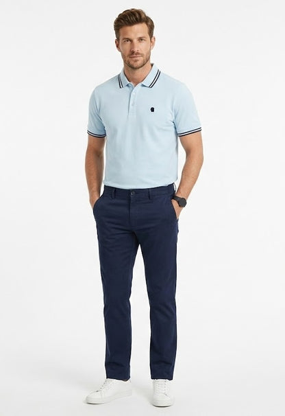 Remus Uomo Short Sleeve Casual Polo Shirt - Sky Blue