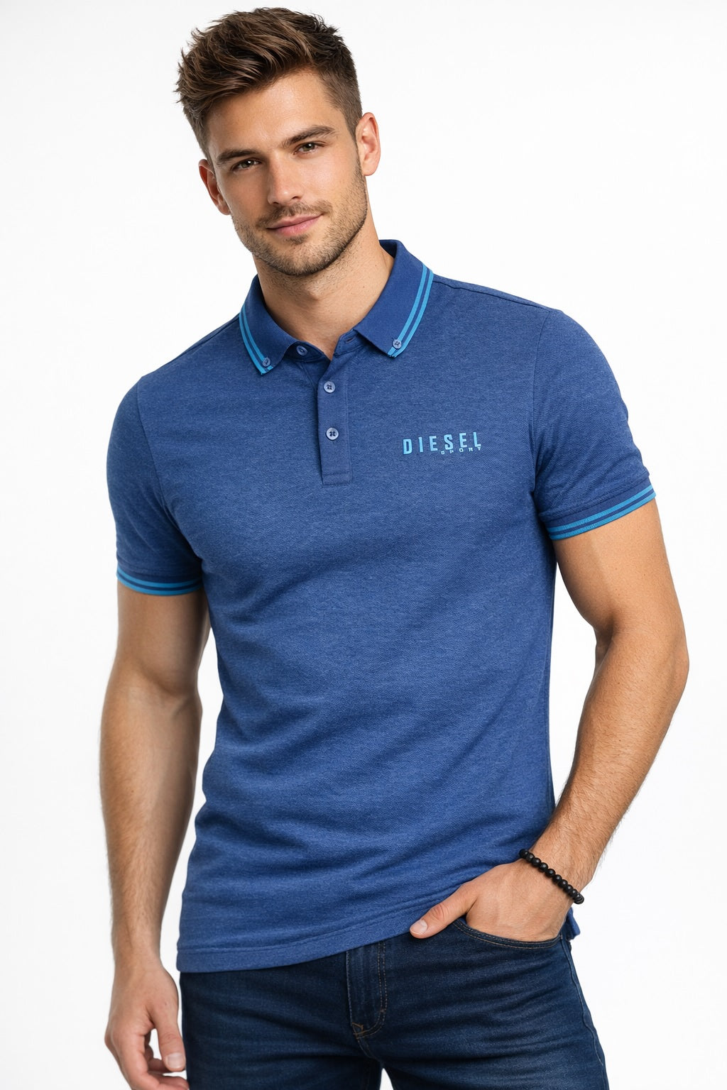 Diesel Sport Malin Short Sleeve Polo Shirt - Deep Cobalt