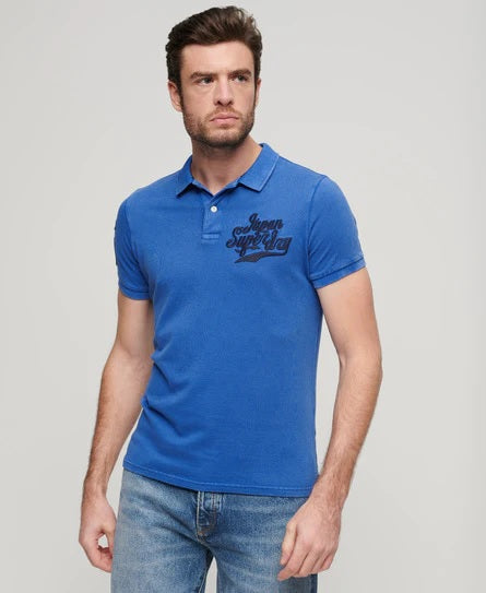 Superdry Applique Classic Fit Polo - Monaco Blue