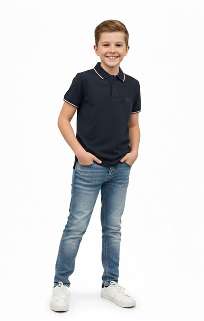 Boys XV Kings Letaba Short Sleeve Polo Shirt - Classic Stripe
