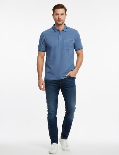 Daniel Grahame Short Sleeve 3 Button Polo Shirt - Blue