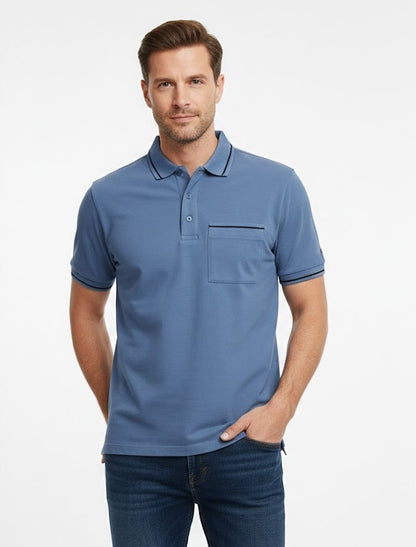 Daniel Grahame Short Sleeve 3 Button Polo Shirt - Blue