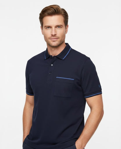 Daniel Grahame Short Sleeve 3 Button Polo Shirt - Navy
