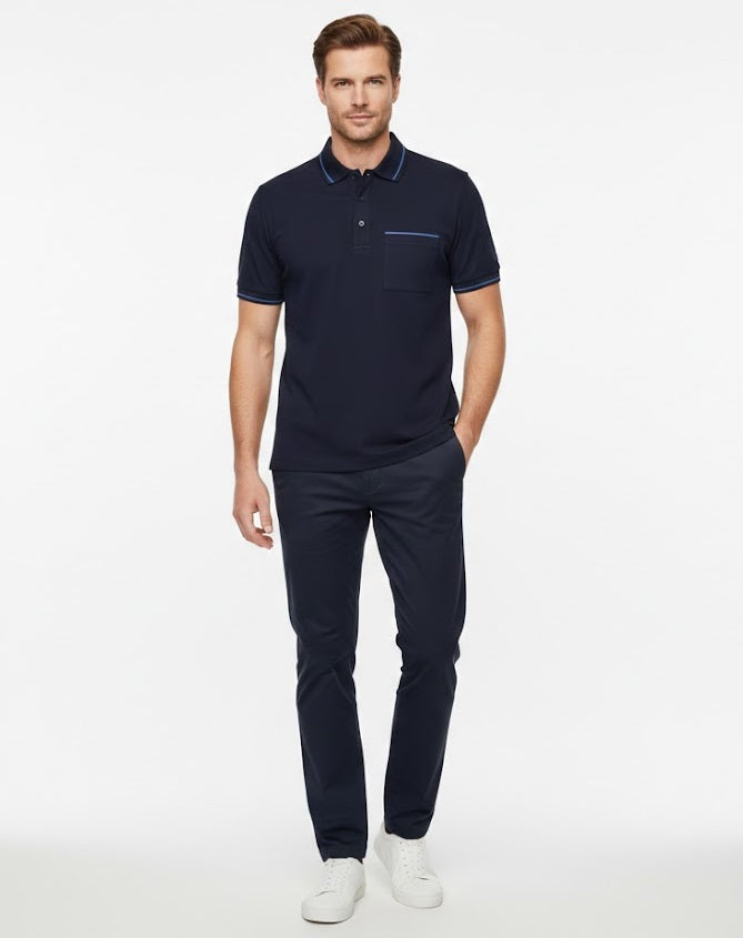 Daniel Grahame Short Sleeve 3 Button Polo Shirt - Navy