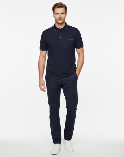 Daniel Grahame Short Sleeve 3 Button Polo Shirt - Navy