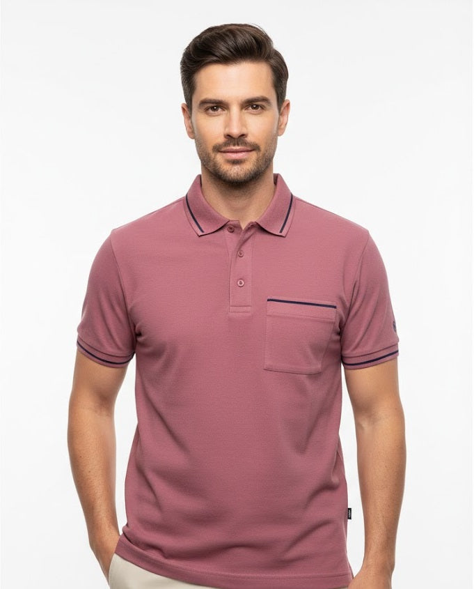 Daniel Grahame Short Sleeve 3 Button Polo Shirt - Pink