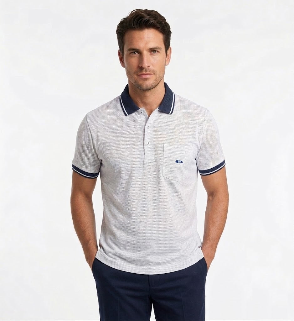 Dario Beltran Short Sleeve Polo - White/Navy