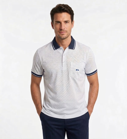 Dario Beltran Short Sleeve Polo - White/Navy