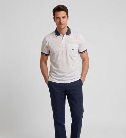 Dario Beltran Short Sleeve Polo - White/Navy