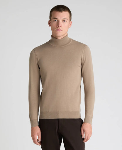 Remus Uomo Stone Long Sleeve Roll Neck Sweater - Beige