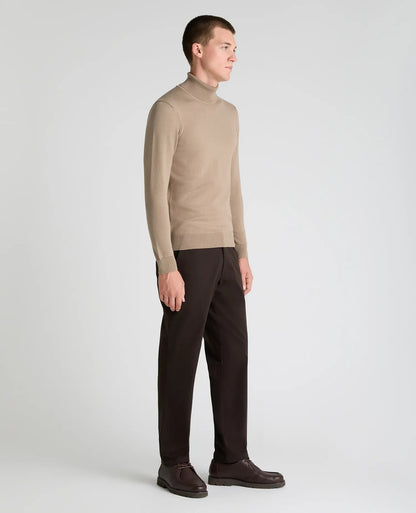 Remus Uomo Stone Long Sleeve Roll Neck Sweater - Beige