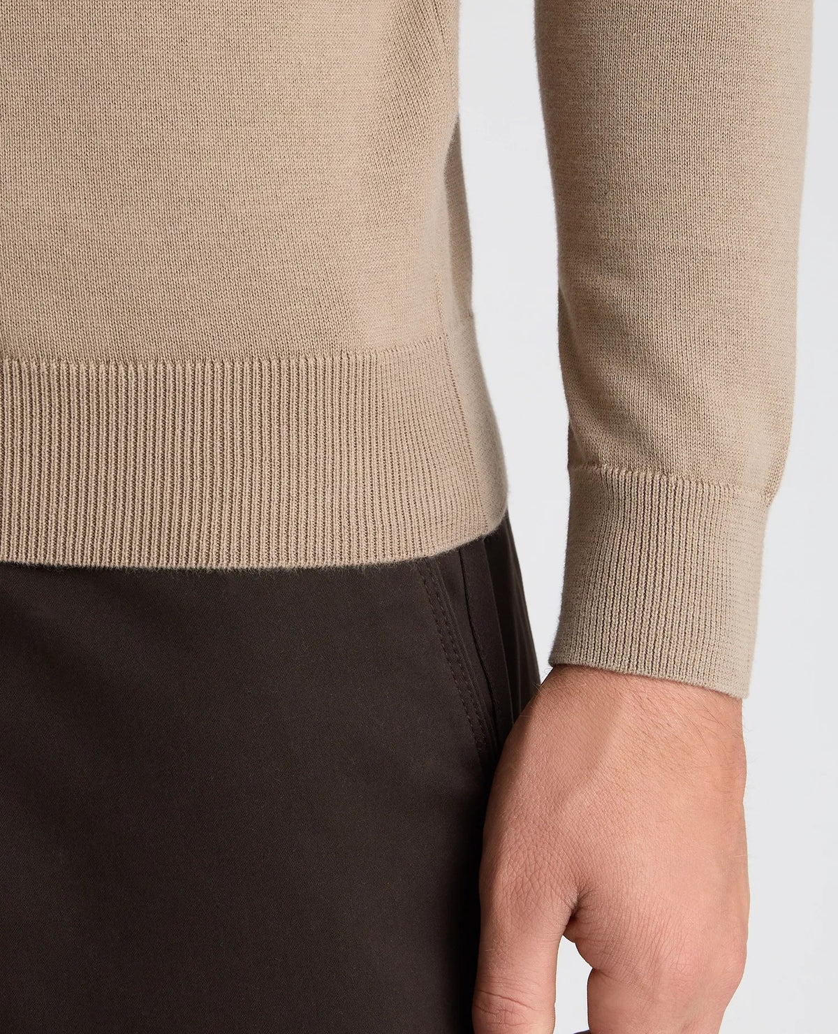 Remus Uomo Stone Long Sleeve Roll Neck Sweater - Beige