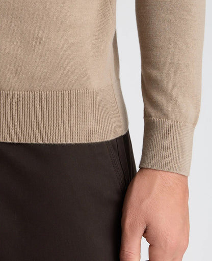 Remus Uomo Stone Long Sleeve Roll Neck Sweater - Beige