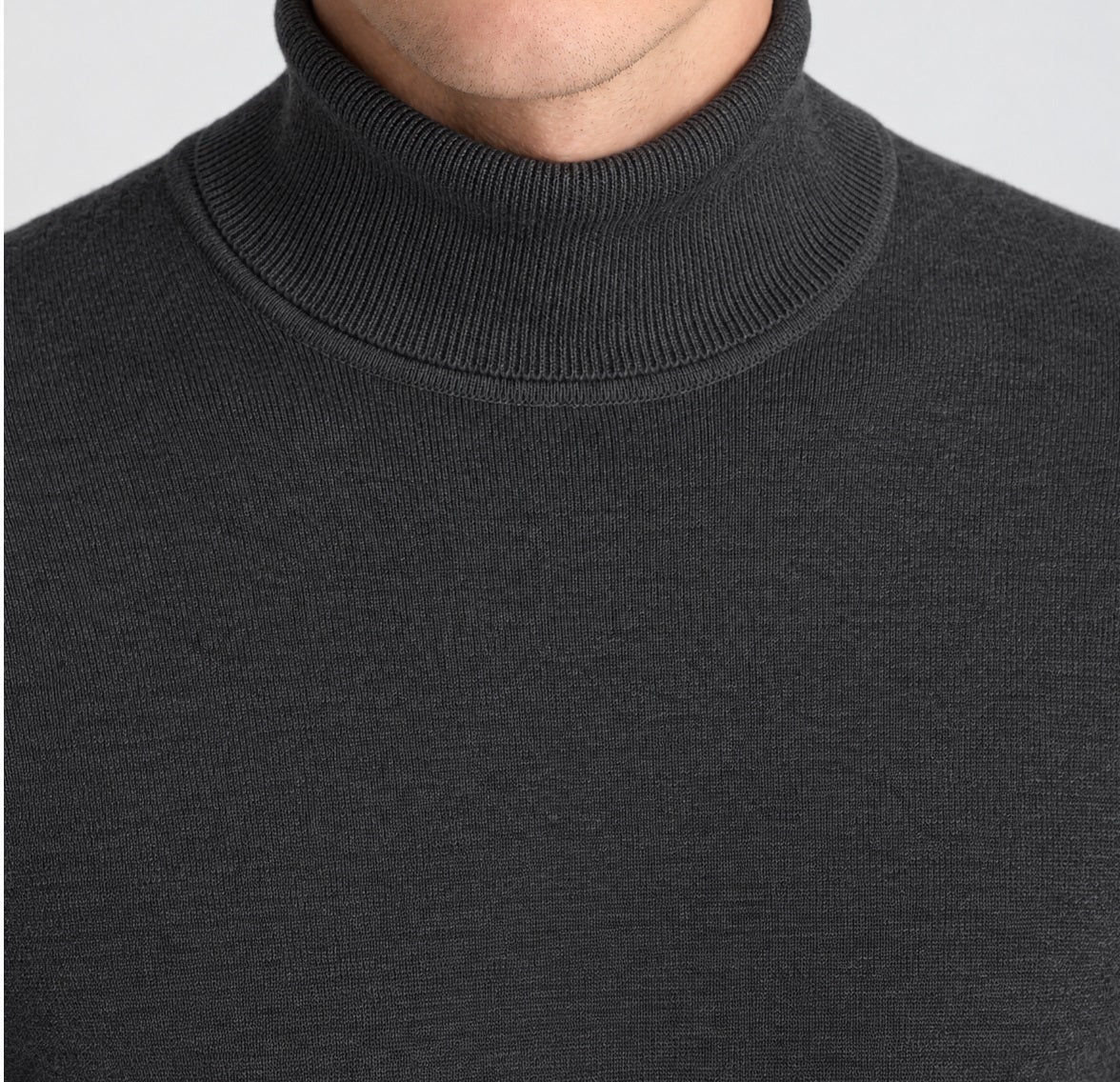 Remus Uomo Stone Long Sleeve Roll Neck Sweater - Grey