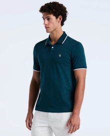 Original Penguin Sticker Pete Tipped Pique Polo Shirt - Reflecting Pond